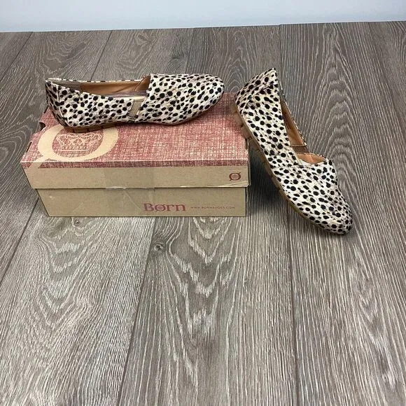 Born Loafers NEW Sebra Women's Shoes Flats Leopard Natural‎ 8