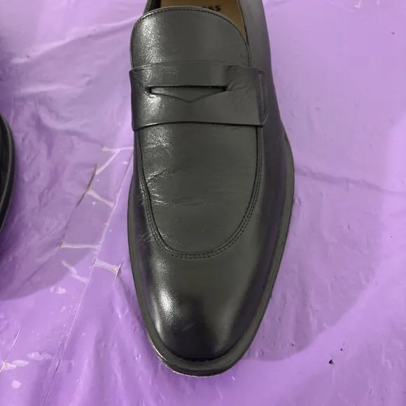 Boss Derrek Penny Loafers Black Leather Men's Size 7.5 Excellent