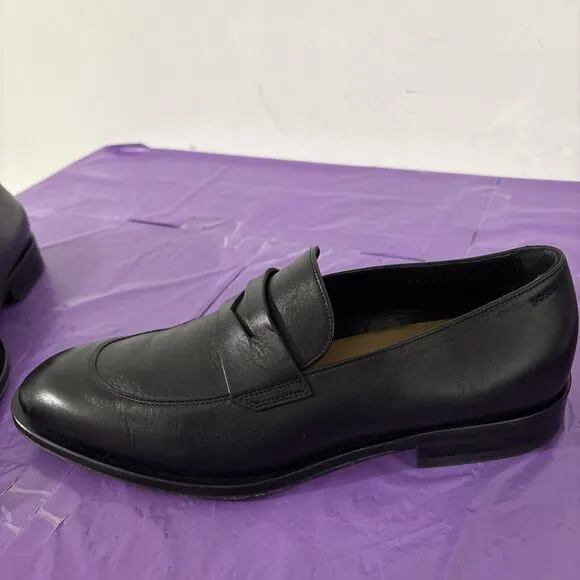 Boss Derrek Penny Loafers Black Leather Men's Size 7.5 Excellent