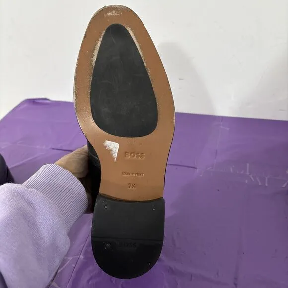 Boss Derrek Penny Loafers Black Leather Men's Size 7.5 Excellent