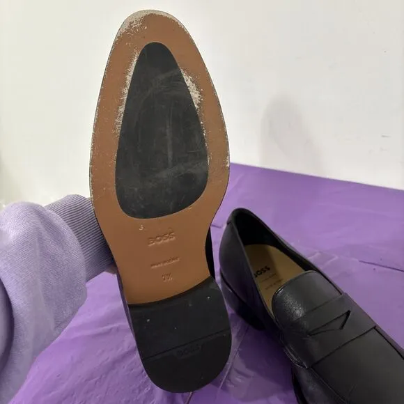 Boss Derrek Penny Loafers Black Leather Men's Size 7.5 Excellent