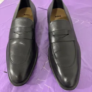 Boss Derrek Penny Loafers Black Leather Men's Size 7.5 Excellent