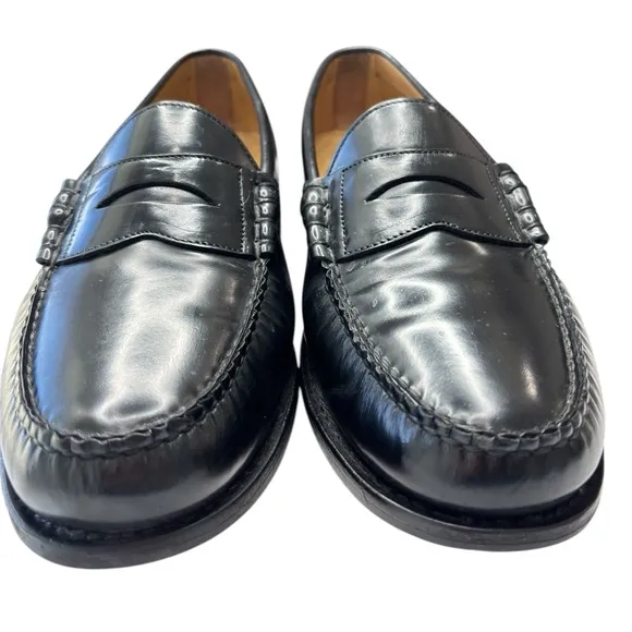 Bostonian Crown Windsor Black All Leather Penny Loafer Shoe Size 9.5 DPreppy