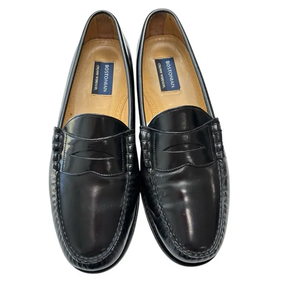 Bostonian Crown Windsor Black All Leather Penny Loafer Shoe Size 9.5 DPreppy
