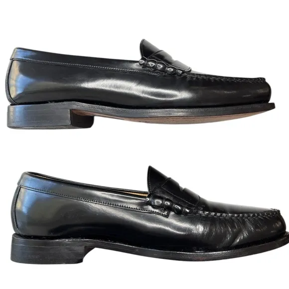 Bostonian Crown Windsor Black All Leather Penny Loafer Shoe Size 9.5 DPreppy