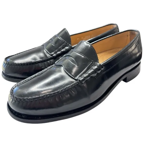 Bostonian Crown Windsor Black All Leather Penny Loafer Shoe Size 9.5 DPreppy
