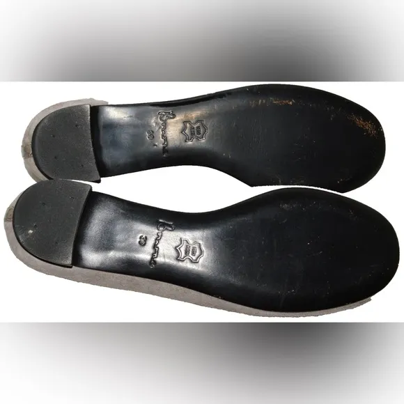 BOURNE SIZE 9 M 39 GRAY SUEDE LEATHER RHINESTONES BOW BALLET FLATS SHOES