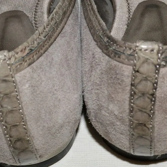 BOURNE SIZE 9 M 39 GRAY SUEDE LEATHER RHINESTONES BOW BALLET FLATS SHOES