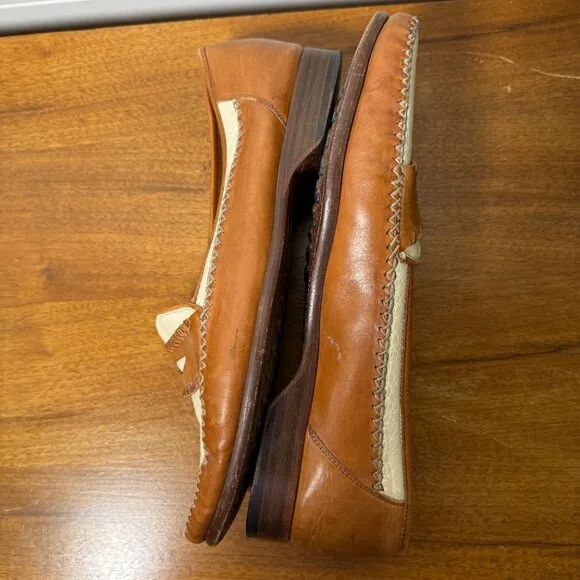 Bragano Made in Italy 🇮🇹 Loafers Shoes Size 11 US  Two Tone Cream/Brown