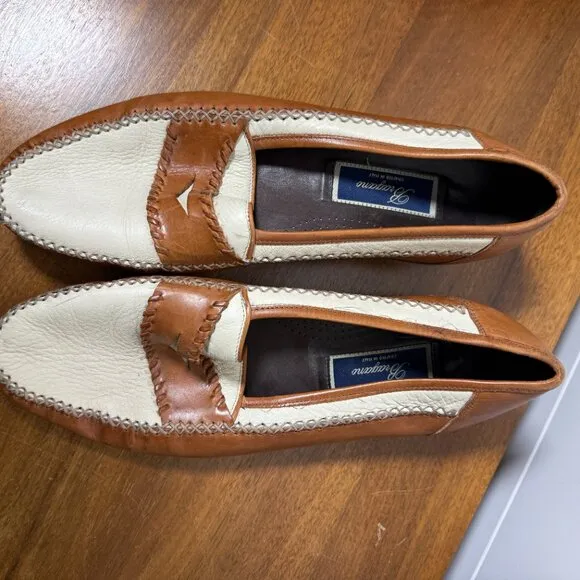 Bragano Made in Italy 🇮🇹 Loafers Shoes Size 11 US  Two Tone Cream/Brown