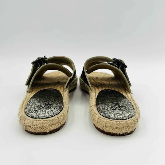 Brand New Splendid Blake Buckle Slide Metallic Leather Espadrilles Size 7.5