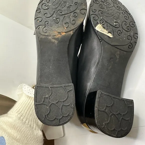 Brighton Black and Tan Loafers with Silver Buckle