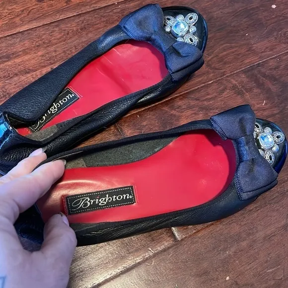 Brighton real leather jeweled ballet flats on trend this season great quality