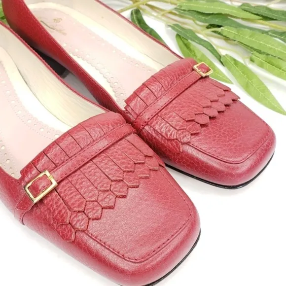 Brooks Brothers Loafers Red Leather Fringe Size 8