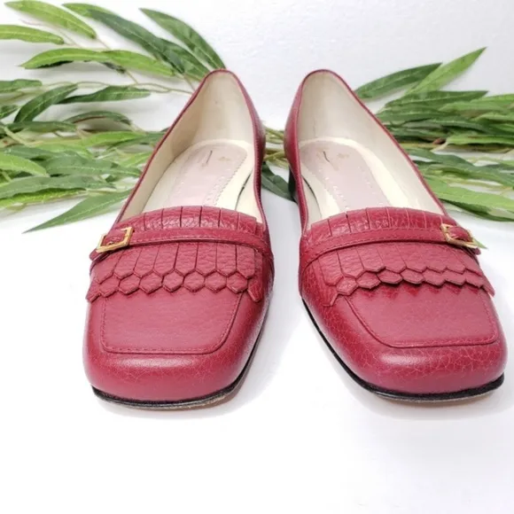 Brooks Brothers Loafers Red Leather Fringe Size 8