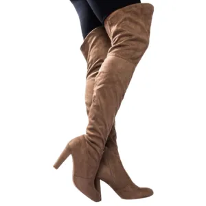 Brown Taupe Knee High Over the Knees Tall Slouchy Boots