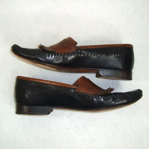 BRUNO MAGLI Tu-Tone Leather Kiltie Loafers Size 10 1/2