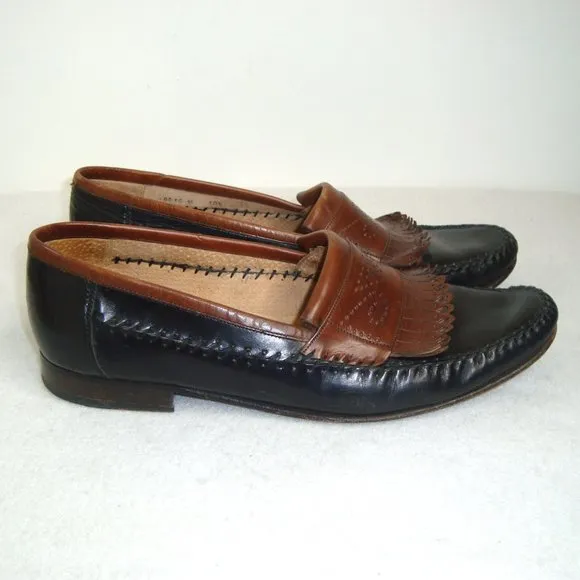 BRUNO MAGLI Tu-Tone Leather Kiltie Loafers Size 10 1/2
