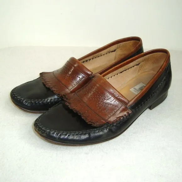 BRUNO MAGLI Tu-Tone Leather Kiltie Loafers Size 10 1/2