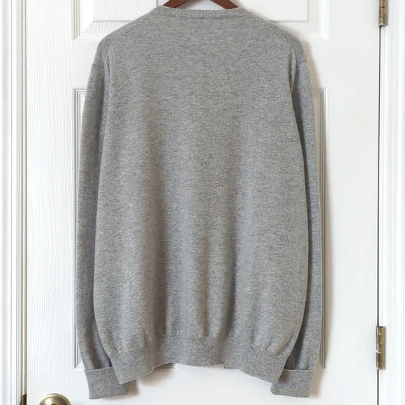 Burberry Classic Cashmere Knit Rolled Cuff Pullover Crewneck Sweater Gray XXL