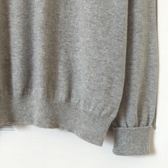 Burberry Classic Cashmere Knit Rolled Cuff Pullover Crewneck Sweater Gray XXL