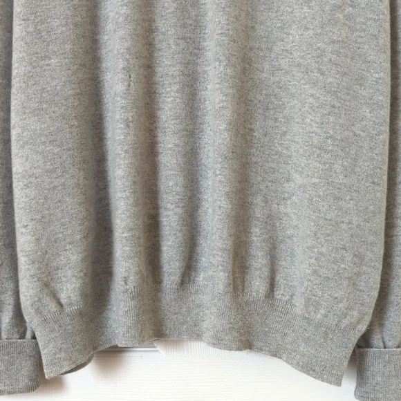 Burberry Classic Cashmere Knit Rolled Cuff Pullover Crewneck Sweater Gray XXL