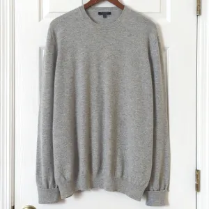 Burberry Classic Cashmere Knit Rolled Cuff Pullover Crewneck Sweater Gray XXL