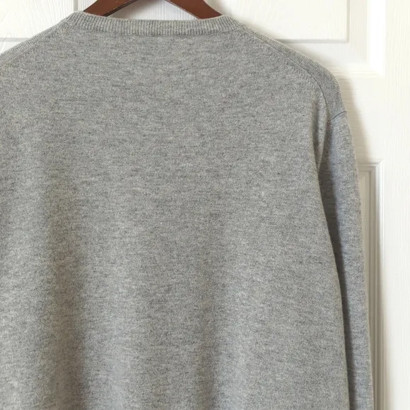 Burberry Classic Cashmere Knit Rolled Cuff Pullover Crewneck Sweater Gray XXL