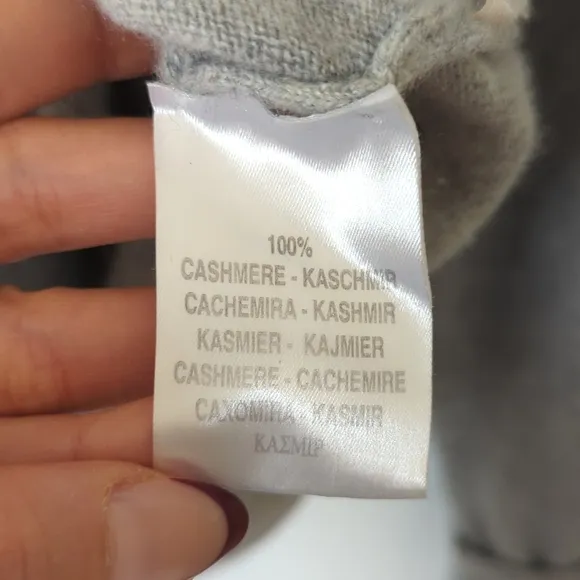 Burberry Classic Cashmere Knit Rolled Cuff Pullover Crewneck Sweater Gray XXL