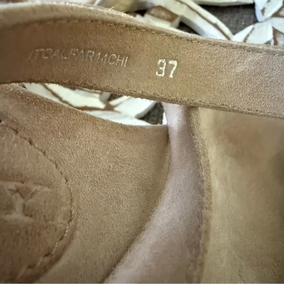 Burberry Cream Suede Leather Ankle Wrap Wedge Sandals Shoes Women’s 37 US 7