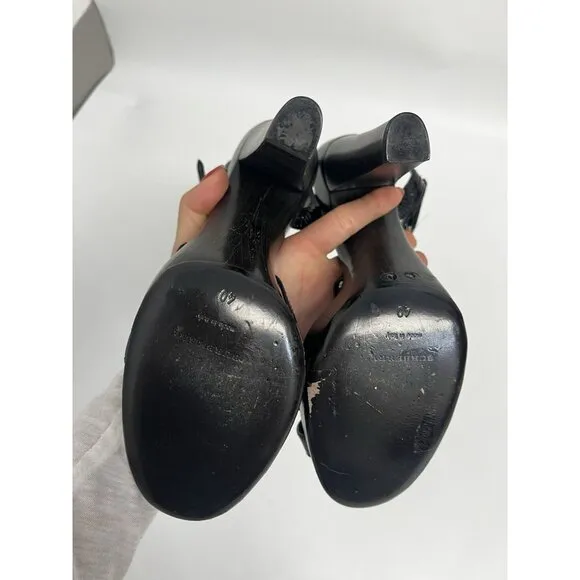 Burberry Heeled Sandals Women 10 / 40 Black  Patent Leather Strappy Strap Heels
