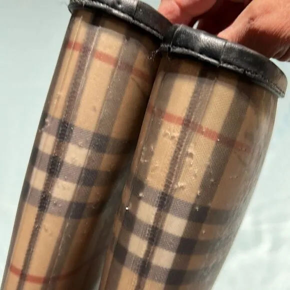 Burberry Plaid Signature Knee High Rain Boots Size 36/ 5.5 Fisherman Core B40