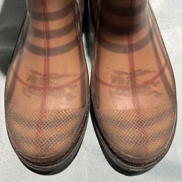 Burberry Plaid Signature Knee High Rain Boots Size 36/ 5.5 Fisherman Core B40