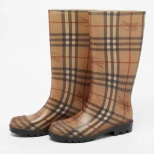 Burberry Plaid Signature Knee High Rain Boots Size 36/ 5.5 Fisherman Core B40