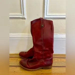 Burgundy Frye Leather Knee-High Boots