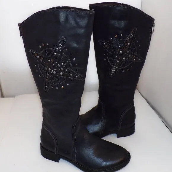 BUSSOLA Anthropologie Star Studded Riding Boots sz 38 7.5 NEW