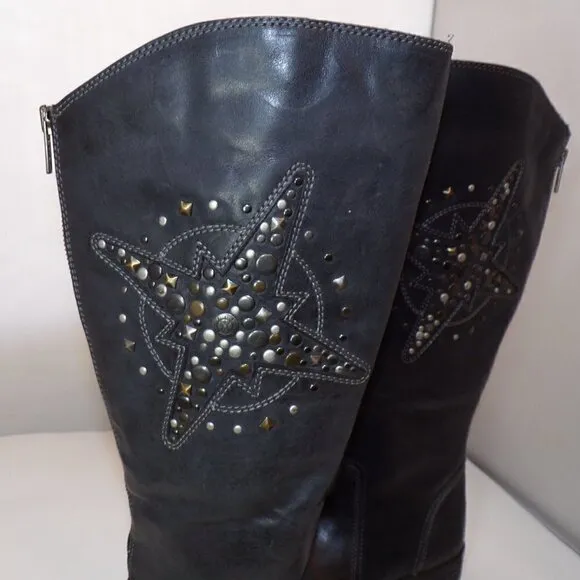 BUSSOLA Anthropologie Star Studded Riding Boots sz 38 7.5 NEW