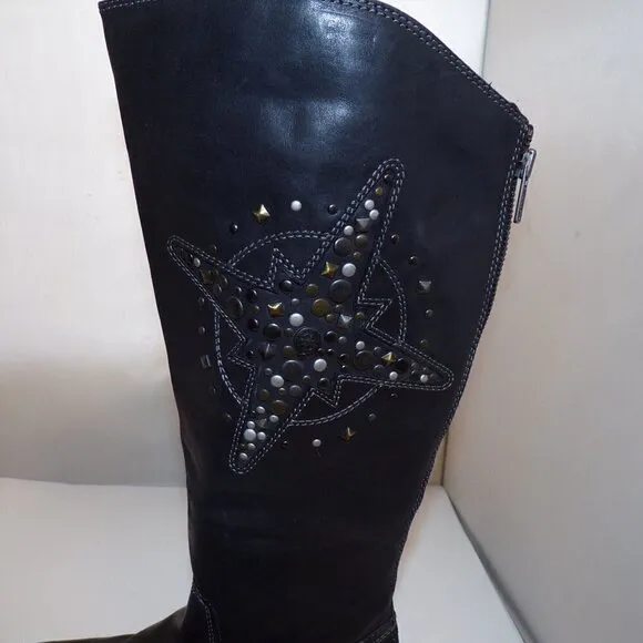 BUSSOLA Anthropologie Star Studded Riding Boots sz 38 7.5 NEW