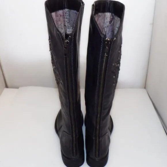 BUSSOLA Anthropologie Star Studded Riding Boots sz 38 7.5 NEW