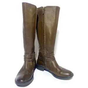 Bussola Tall Riding Boots Women's Size 38 (7.5) Brown Full Zip Knee-High