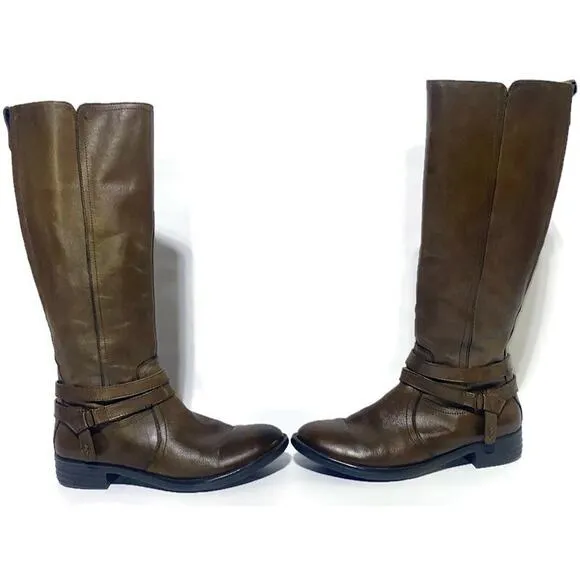 Bussola Tall Riding Boots Women's Size 38 (7.5) Brown Full Zip Knee-High