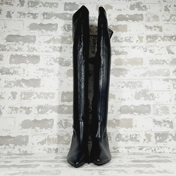 Calvin Klein Womens Black Goring Padded Sacha Pointy Toe Stiletto Boots M166