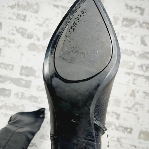 Calvin Klein Womens Black Goring Padded Sacha Pointy Toe Stiletto Boots M166