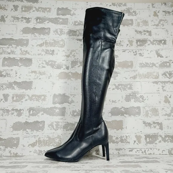 Calvin Klein Womens Black Goring Padded Sacha Pointy Toe Stiletto Boots M166