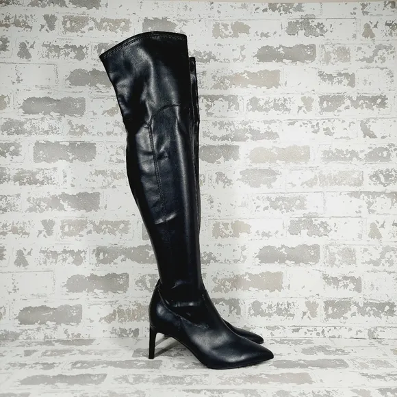 Calvin Klein Womens Black Goring Padded Sacha Pointy Toe Stiletto Boots M166