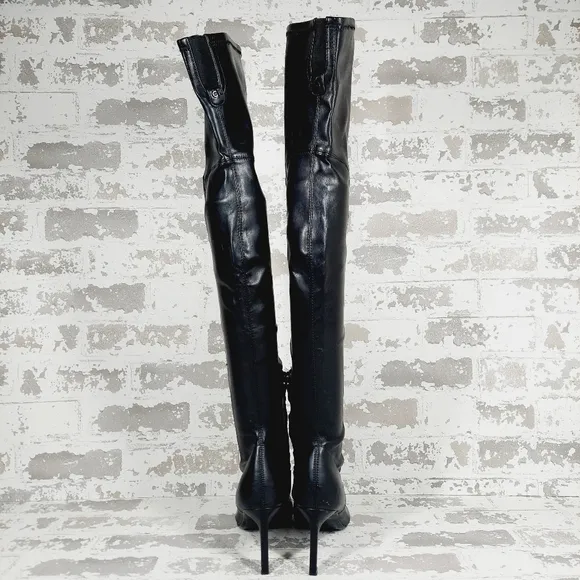 Calvin Klein Womens Black Goring Padded Sacha Pointy Toe Stiletto Boots M166
