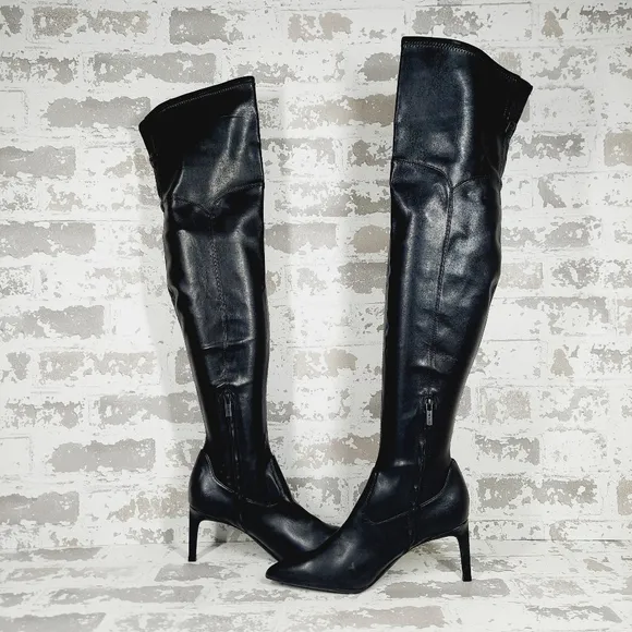 Calvin Klein Womens Black Goring Padded Sacha Pointy Toe Stiletto Boots M166
