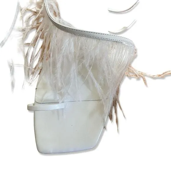 Camila Coelho Minka high heels feather lucite lace up shoes sandals Revolve 6