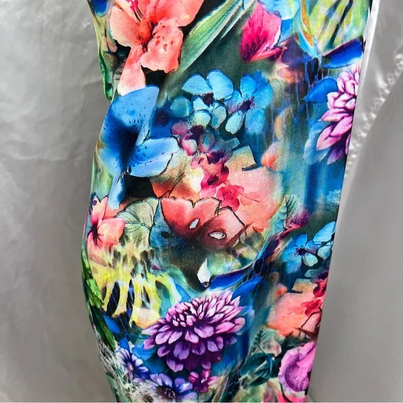 Carmen Marc Valvo Vibrant Floral Knit Sleeveless Dress – Size XS