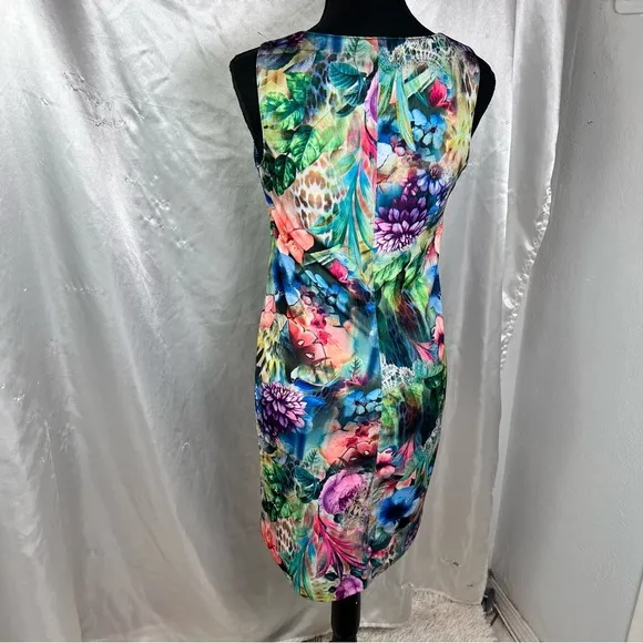 Carmen Marc Valvo Vibrant Floral Knit Sleeveless Dress – Size XS